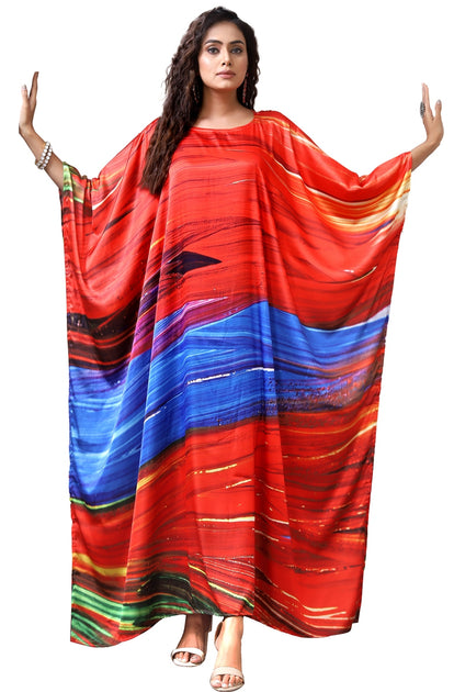 Lavender Fields Silk Kaftan Dress : Pure Silk Statement Kaftan Dress