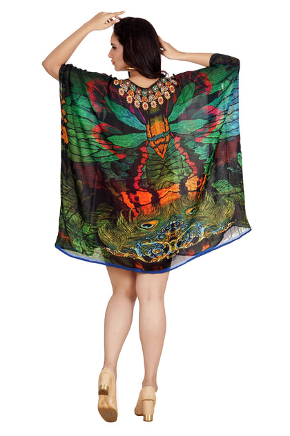 Peach Kuno Print Silkmul Kaftan
