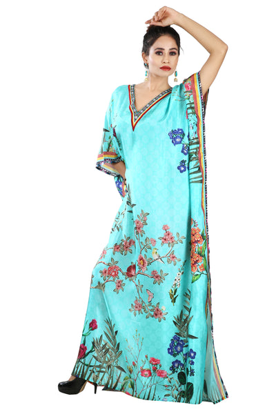 Floral Print kaftan Plus size silk kaftan Exotic silk beach dress designer print  resort wear for women