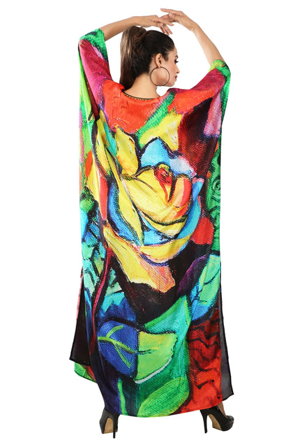 LONG KAFTAN WITH WAIST DETAIL PAINT ME POSITANO