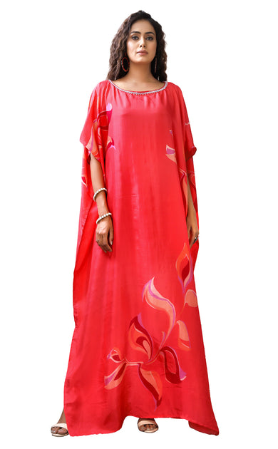 Floral Abstract Short Sleeve Kaftan