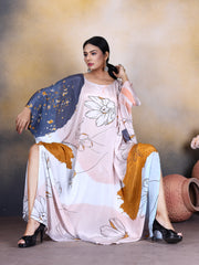 Blossom in Beauty: Floral Print Silk Kaftan