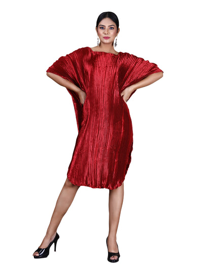 "Crimson Elegance Unveiled: Embrace Sophistication and Comfort with this Exquisite Red Kaftan for Women.