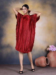 "Crimson Elegance Unveiled: Embrace Sophistication and Comfort with this Exquisite Red Kaftan for Women.