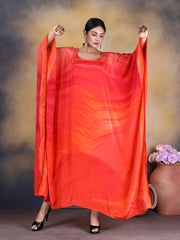 Sunkissed Elegance: Orange Silk Kaftan for Women
