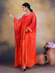 Sunkissed Elegance: Orange Silk Kaftan for Women