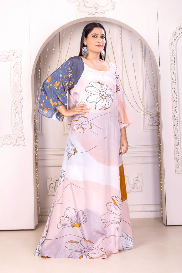 "Blooming Splendor: Long Flower Print Dress for Women"