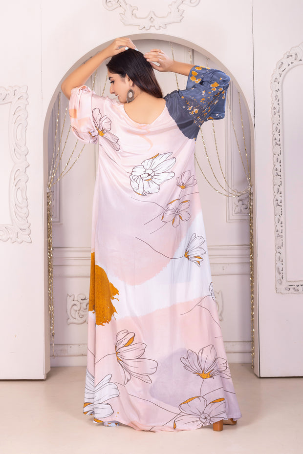 "Blooming Splendor: Long Flower Print Dress for Women"