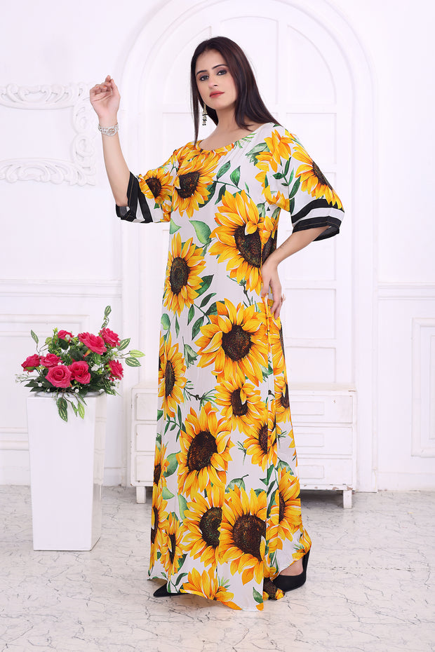 "Stylish Floral Print Silk Dress for Women – Elegant & Timeless Look"