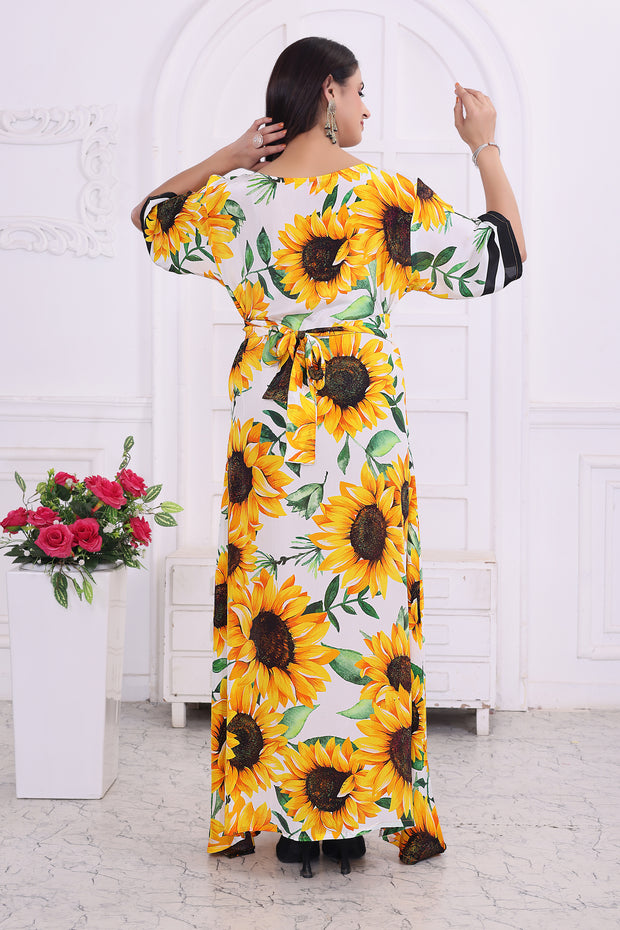 "Stylish Floral Print Silk Dress for Women – Elegant & Timeless Look"