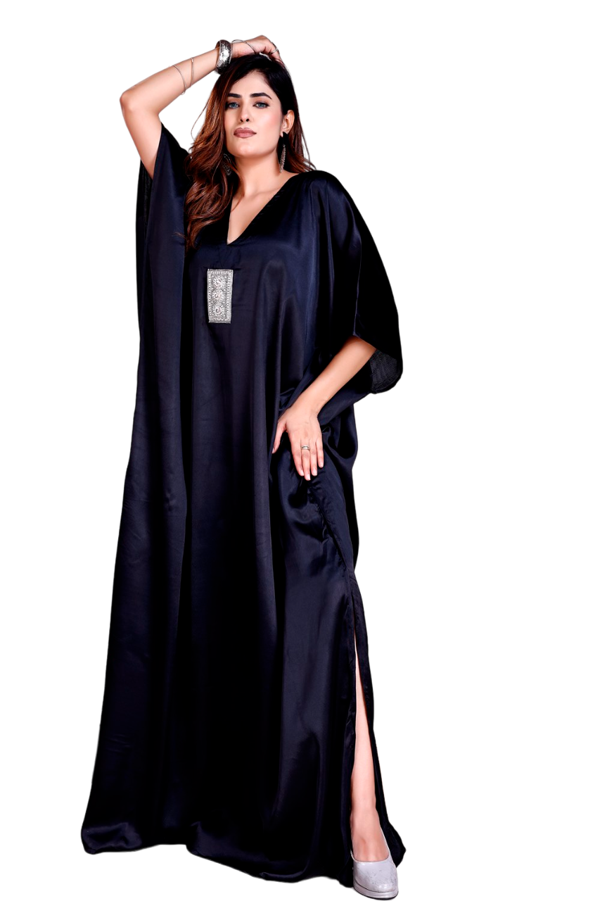 knee length dresses for ladies Black Kaftan Dress Womens Silk Kaftan – Silk kaftan main image 0