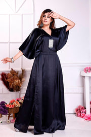 "Midnight Opulence: Elegant Black Embellished Kaftan for Women"