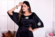 "Nightfall Sparkle: Black Embellished Kaftan for Women"