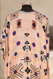 African tribal print multicolored embellishments and beaded neck print