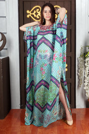 Python Print with basic Geometric Patterns long Silk Kaftan