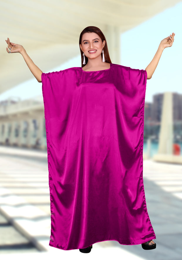 Party wear Plain Long satin caftan Dress resort wear for women