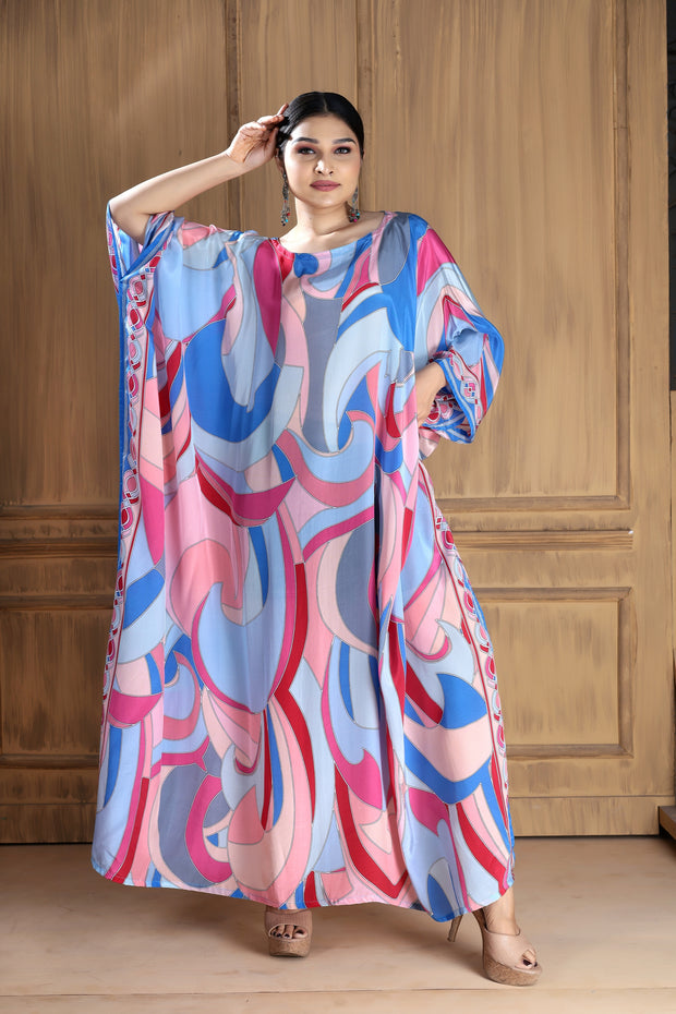 Effortlessly Elegant: Pink Long Silk Caftan for Luxurious Comfort