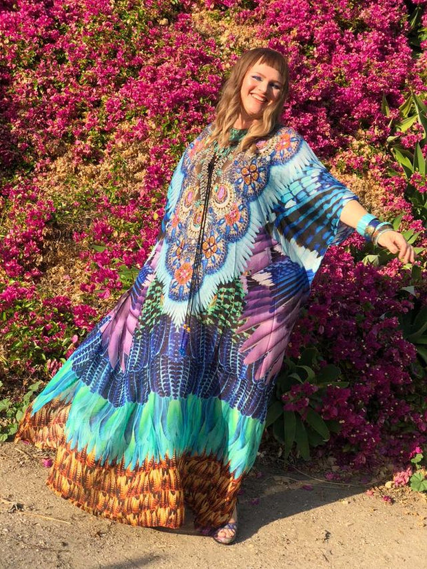 Laced up Beach Style Kaftan Cover up