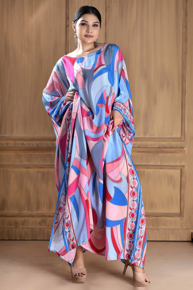 Effortlessly Elegant: Pink Long Silk Caftan for Luxurious Comfort