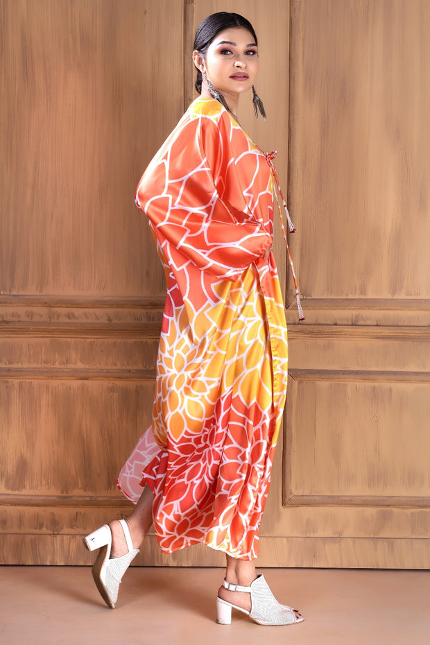Sunny Splendor: Vibrant Orange Caftan for Women