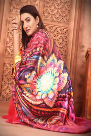 Resort wear Classic Feather Print on silky satin Kaftan beach coverup