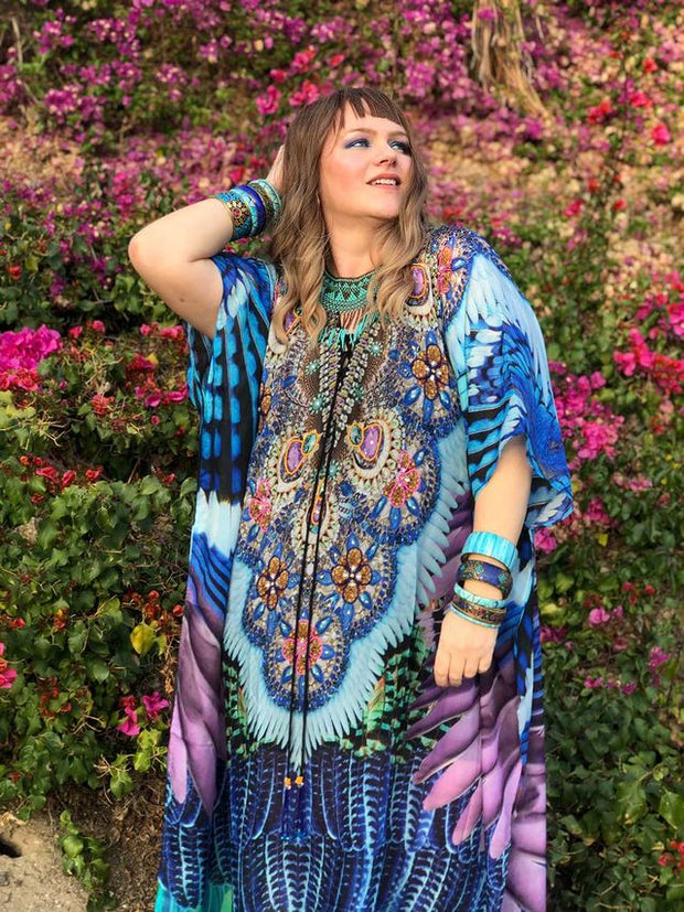 Laced up Beach Style Kaftan Cover up