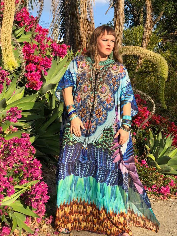 Laced up Beach Style Kaftan Cover up