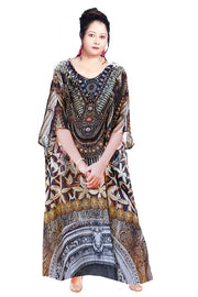 Designer Print kaftan Beach party kaftan dress embellished plus size kaftan for short womens - Silk kaftan