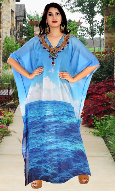 blue kaftan dress