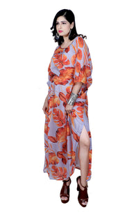 tropical floral maxi dress