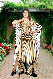 Camouflage print silk kaftan beach party caftan silk dress for womens