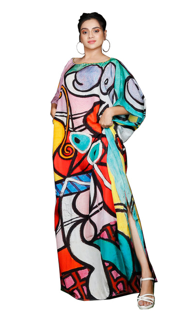 Womens Maxi Caftan Dress Silk Casual Kaftan Dress Beach Cover Up