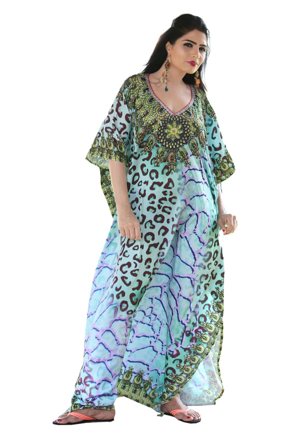 womens denim jumpers womens dresses Designer Kaftan Dress | Green High-Low Kaftan | Nautanky