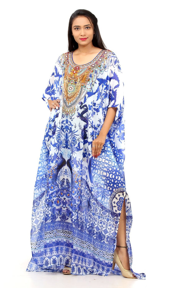 Porcelian Silk Kaftan Dress for Women – Silk kaftan