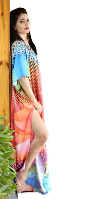 Beautiful one piece jewelled full length resort wear beach coverup kaftan dress silk looks and feel kaftan evening maxi gown 94 - Silk kaftan