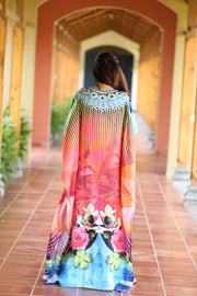 Beautiful one piece jewelled full length resort wear beach coverup kaftan dress silk looks and feel kaftan evening maxi gown 94 - Silk kaftan