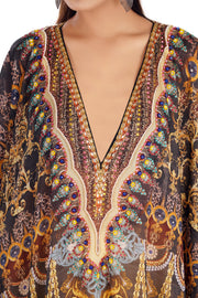 Deep Neck Beach Wear silk kaftan Long kaftan for short women's kaftan