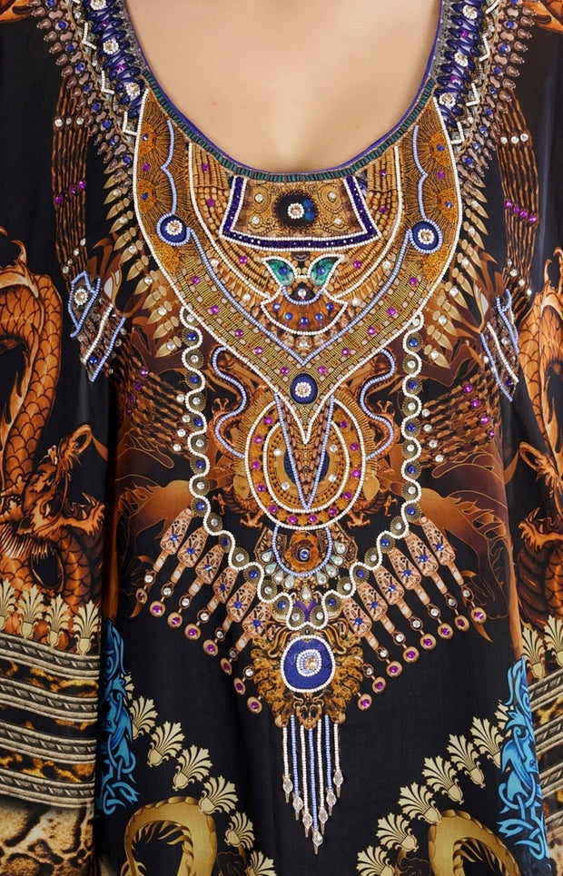 Animal Print Silk Kaftan Maxi Dress Plus size exotic kaftans dresses