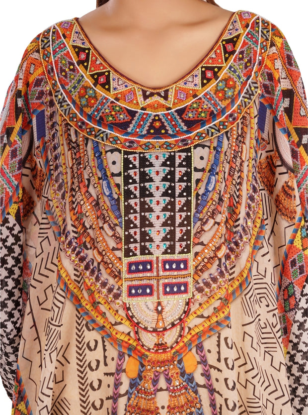 Resort wear kaftan Beach party kaftan dress embellished plus size Silk Long kaftan for short women