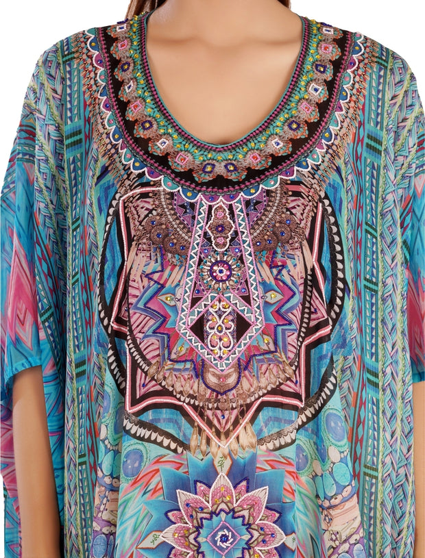 Floral Print Silk kaftan clothing kaftan online long kaftan beach cover up kaftan for short women