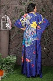 Impressive Feathery Print Southern Twilight Kaftan embellished silk kaftan