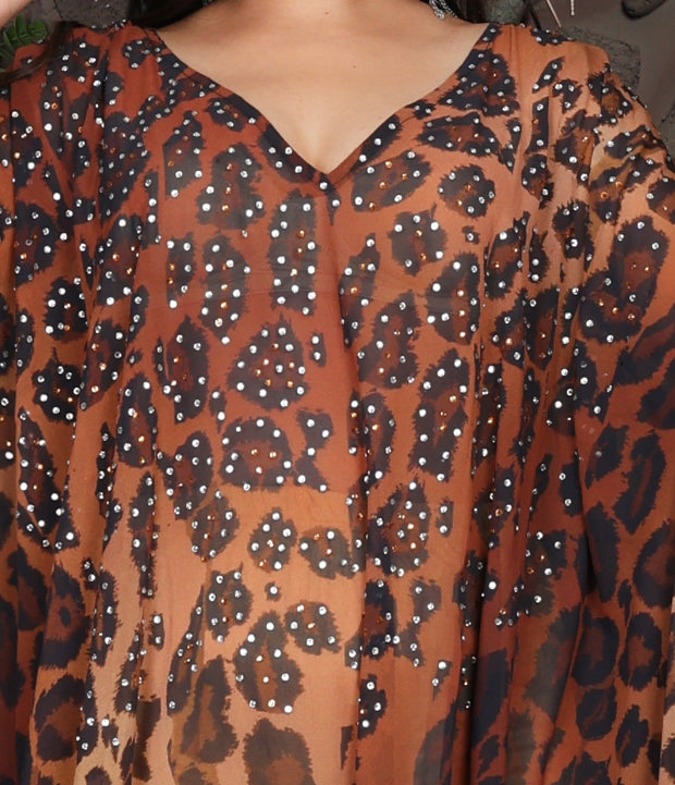 Leopard Print Kaftan Dress Beaded Stunning kaftans designer inspired women dress