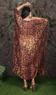 Ever Preferred Leopard Print Kaftan Dress with Beads Stunning kaftans