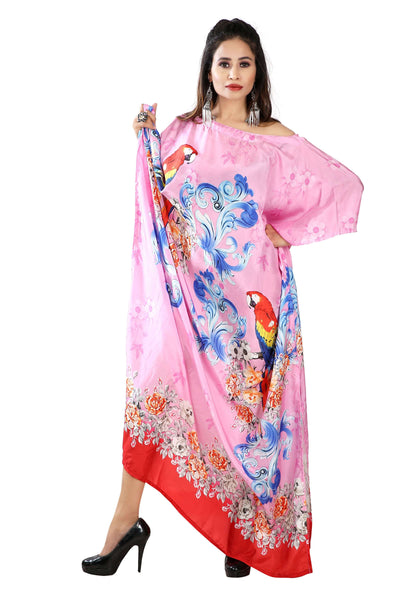 Beach cover up Bird Printed boat neck amazing caftan silk dress
