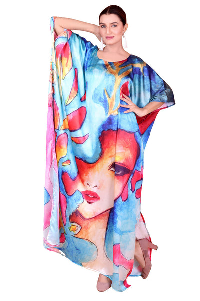 Silk Kaftan for Women Beach Wear Kaftan Resort Wear Picasso Print Caftans