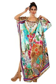 Stylish animal print kaftan Beach wear silk kaftan