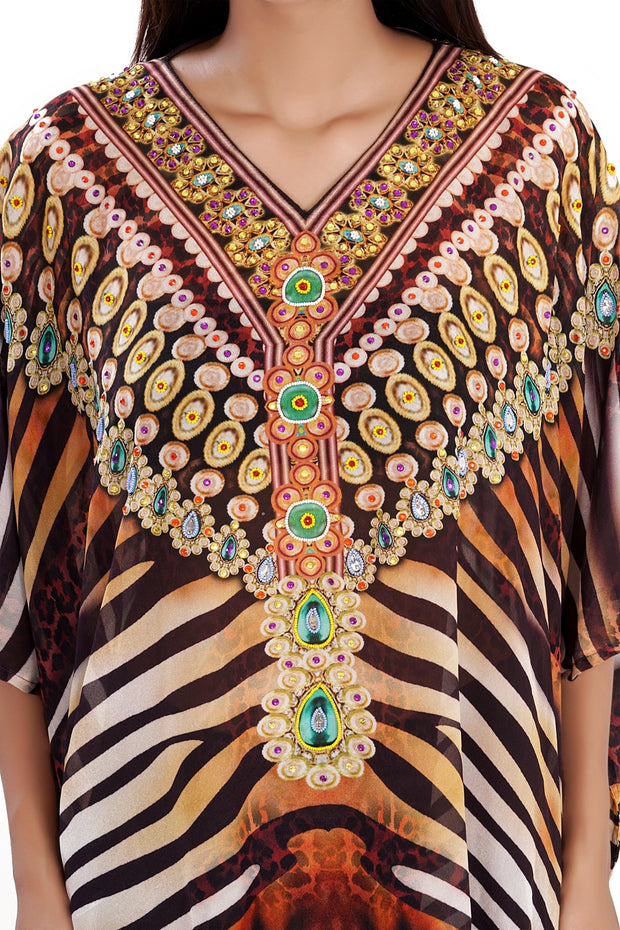 Silk Kaftan with heavily Embellishment short unique kaftan tunic