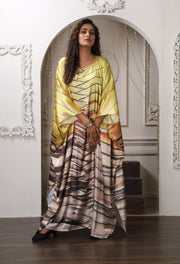 Vibrant Robe Satin Silk Kaftan Party Dress with Abstract Luxury inspired caftan