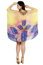 Silk Kaftan tunic deep neck heavily Embellishment short unique kaftan dress Womens silk Kaftan Dress