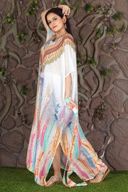 Designer Glamorous Bohemian Leopard Print Silk Blend Womens Kaftans